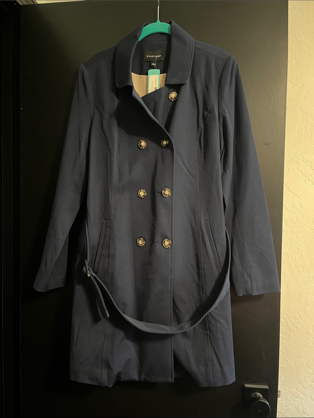 41 Hawthorn Navy Double-Breasted Trench Coat with Belt